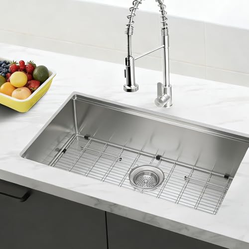 Sanycasa Stainless Steel Kitchen Sink Grid – 30-5/8” x 15-1/2” Sink Protector for Single Bowl Sinks – Rear Drain with Corner Radius 3/8", Durable Sink Grate & Drying Rack for Glassware by SANYCASA - Used condition - Image 6
