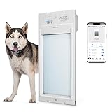 Power Pet Automatic ROLL UP Door by High Tech Pet Brand, Motorized Panel Rolls Up, Pet Collar Operated, Manual & WiFi App Control, Security Lockout Panel, 24/7 Exit & Entry Timers (Door Mount, Large)