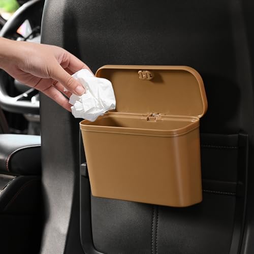 Image of Car Trash Can, Waterproof Multi Functional Auto Trash Bin for Door /Console /Seat Back,Leak-Proof Trash Can for Car, Truck, SUV - Essential Car Accessories for Organization (khaki2)