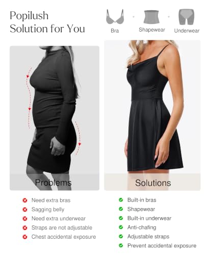 Image of Popilush Mini Corset Dress with Built in Bra, A-line Shapewear Dresses | Spaghetti Strap, Birthdays, Celebrations, Cocktail Parties and Date Nights