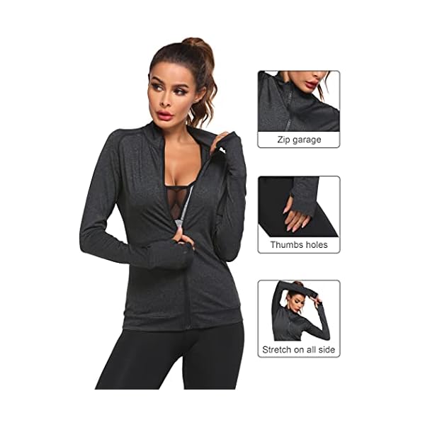 Pinspark Lightweight Workout Jacket for Women Full Zip Slim Fit Athletic Running Jacket with Thumb Holes Zipper Pockets