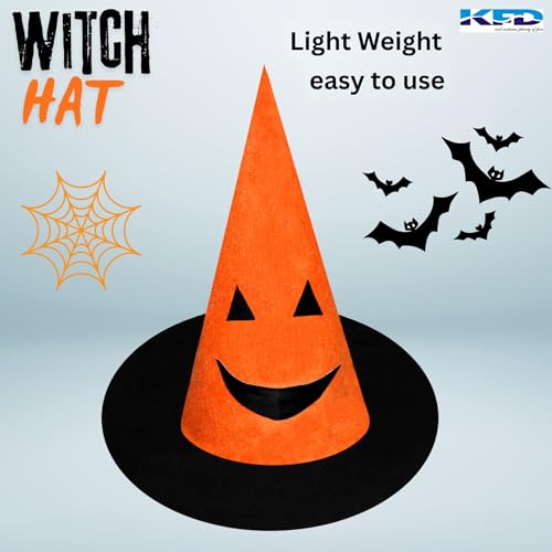 Image of Kaku Fancy Dresses Witch Hat for Girls, Witch Costume Accessory for Halloween Party Prop Multicolor Witch Hat