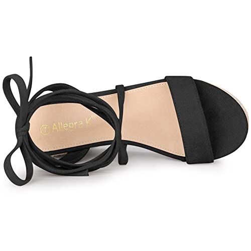 Allegra K Allegra K Women's Lace Up Wedge Heel Platform Slingback Black Strappy Sandals - 6 M US