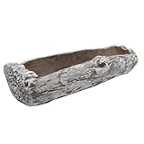 Admired By Nature 14' Cement Tree Log Planter, Large, Rustic White