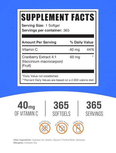 Bulksupplements Cranberry With Vitamin C Softgels - Cranberry Supplement & Vitamin C Supplement thumb #1