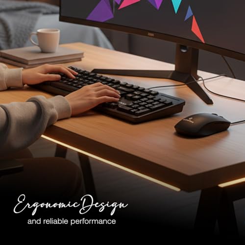 Image of Blue Feather BK300 Wired Keyboard - 104 Keys | USB Plug & Play | Lightweight & Sturdy | Compatible with Windows, Mac, Linux 1 Year Warranty