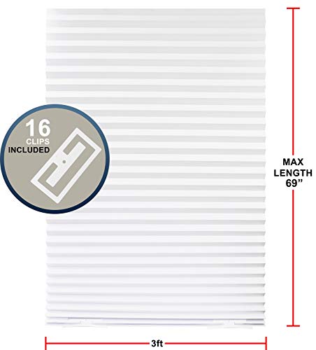 Estilo Light Filtering Pleated Paper Shades White 36\"\" x 69\"\" (Pack of 6 Temporary Shades) (EST8219) - Thumbnail 4