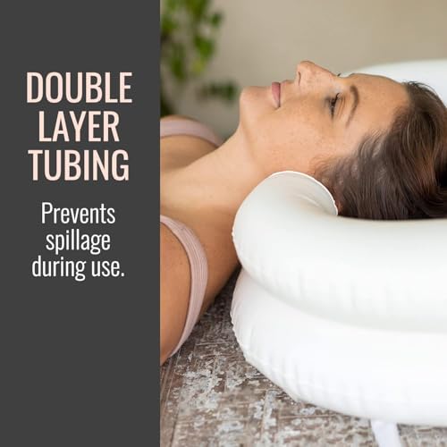 Image of Clefairy Inflatable Hair Washing Tray with an Air Pump, Portable Basin for Seniors Children Pregnant Wounded Disabled, Mobile Salon Equipment in Bed or on Wheelchair (BIG)