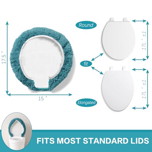 Image of Microfiber Toilet Lid Cover, 17.5 inchx15 inch Fits Round Oblong and Elongated
