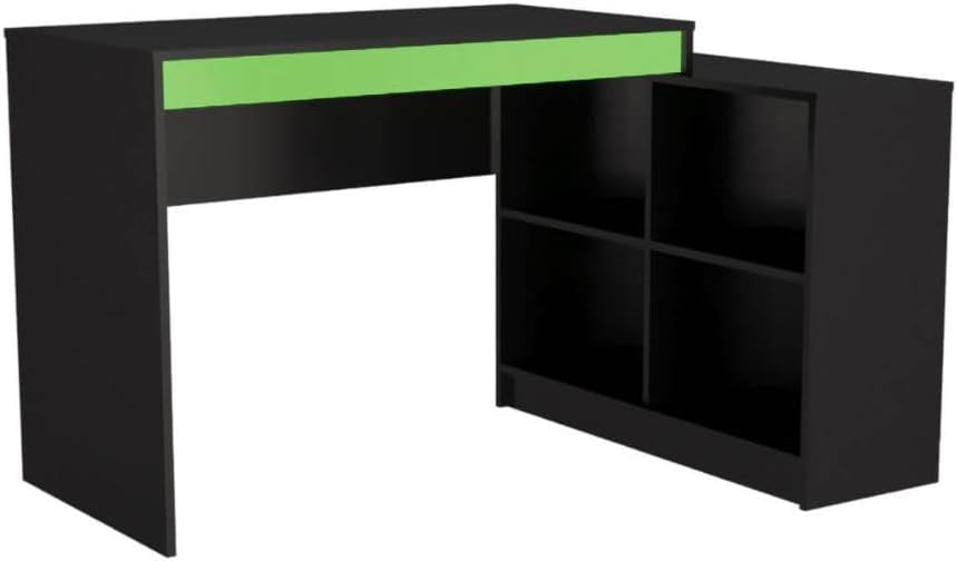 Mesa Gamer B24 com 4 Nichos Preto e Verde Compacta — Melhor para organização e praticidade gamer