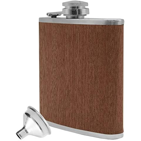 Outdoor Saxx® - Petaca de acero inoxidable con diseño de madera Cover