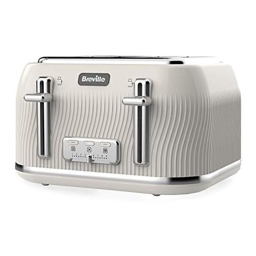 Breville Tostadora Flow de 4 rebanadas con alta elevación y ranuras anchas | Camden Clay [VTT891]