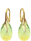 mandelsteine kinder Farbe - Bermuda Blue Crystals & Stones Silber 925/Vergoldet 24 K *MANDEL* - *Farben Varianten* Schön Damen Ohrringe Silber 925 - mit Kristallen von Swarovski - Wunderbare Ohrringe mit Geschenkbox BAP39 (Peridot Blue AB)