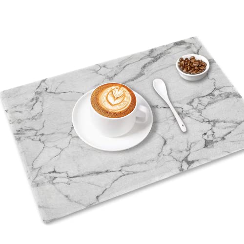 Elegant Placemats Set Of 4 For Christmas/Thanksgiving Dining Table Washable Woven Linen Placemat Non-Slip Heat Resistant Kitchen Table Mats Easy To Clean (Black And White Marble) #TOP1