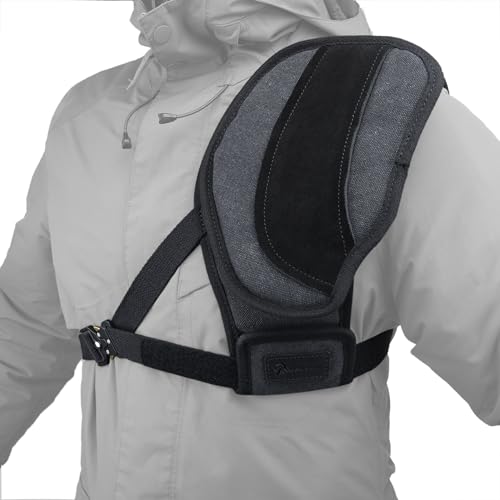 WAYNE'S DOG Ambidextrous Shooting Recoil Field Shield, Suede Leather Canvas Shotgun Shoulder Recoil Pad Shirt (#4 Lefty Chest - Black)
