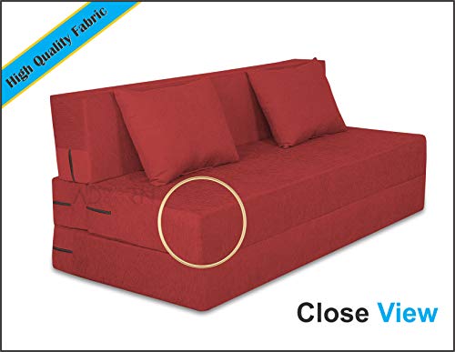 Image of Adorn India Easy 4 Seater Sofa Cum Bed Alyn 6'x 6' (Maroon)