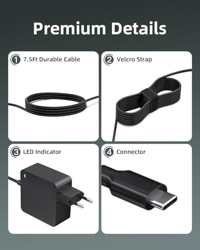 Superer 65W USB-C Oplader Compatibel met Asus Zenbook UM325S UM3402YA UM3406 UM3406HA UM425I UX325EA UX3402 UX3405 UX3405MA UX3410UQ UX363EA UX363J UX425EA UX425J UX5304MA UX8406MA Laptop Oplader - Afbeelding 5