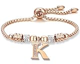 Pptabold Pulsera Inicial Mujer Personalizadas,San Valentin Regalos, Pulseras para Mujer Acero Inoxidable con Dije Inicial...