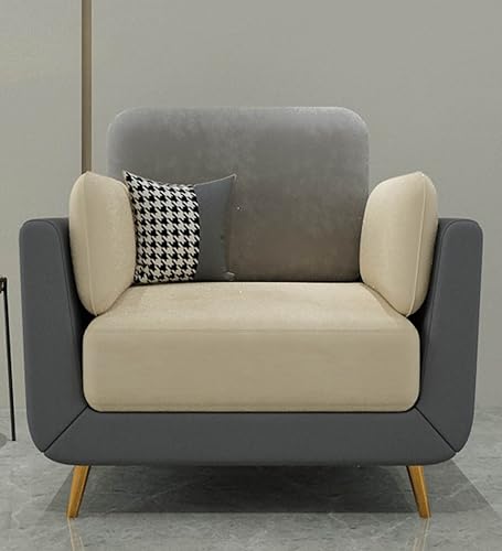 Image of Black Wood Modern Montez Luxurious Velvet 1 Seater Sofa for Bedroom, Living Room, Dining Room, Drawing Room, Home Office in Bug Resistant Wood (Grey & Beige, 1 Seater)