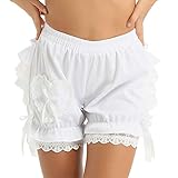 Mufeng Women High Waist Lace Ruffles Pumpkin Bloomer Knicker Victorian Pumpkin Panties White XX-Large