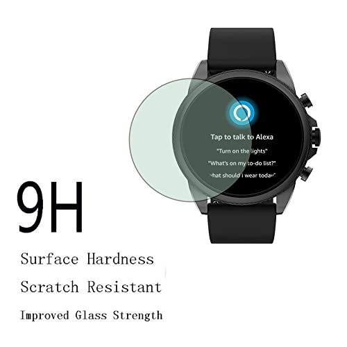 Watch Screen Protector (3+1Pack) Compatible with Fossil Gen 6 44mm, Tempered Glass Film Anti-Scratch High Definition Full Coverage and Soft TPU Protective Case, Black