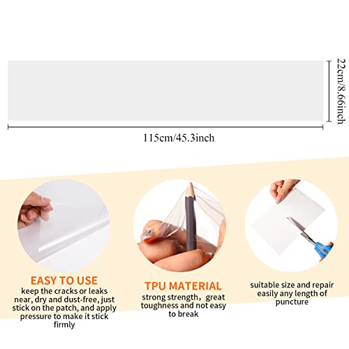 Tpu Inflatable Patch Repair Kit Self Adhesive Pool Repair Patches Kit For Air Mattress Bounce House Swimming Pool Tent Canvas Canopy Floats Tubes Air Bed Inflatable Toys Boats (9 X 45.5 Inch, Clear) #TOP1