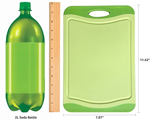 Raj Plastic Cutting Board Reversible Cutting Board, Dishwasher Safe, Chopping Boards, Juice Groove, Large Handle, Non-Slip, Bpa Free (Small (11.42" X 7.87"), Lime Green) #TOP1
