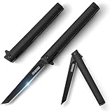 Omesio Navaja plegable, navaja de bolsillo plegable delgada en negro