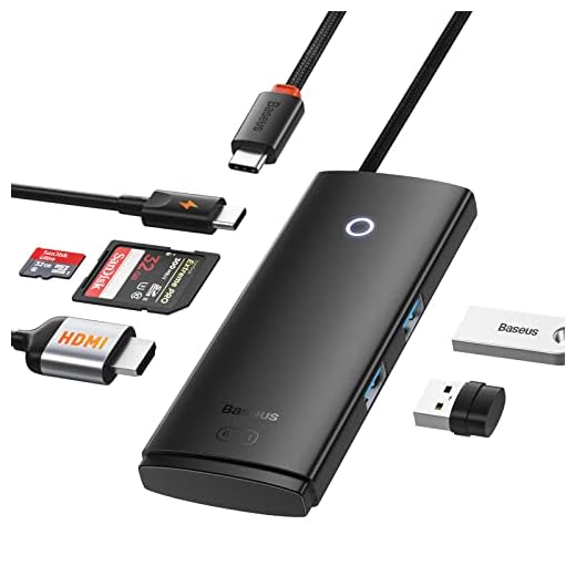 Hub USB C Adaptador Multiportos, Baseus hub USB C para Laptop com 4K HDMI, 100W PD, USB 3.0, compartimentos para cartão SD/TF, base USB C fina para MacBook Pro, Laptop (6-in-1 Type C/PD)