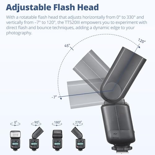 Image of GODOX TT520 III Camera Flash Speedlite, Built-in Receiver and RT Transmitter,S1 /S2 Modes,8 Power Levels, Compatible with Canon Nikon Pentax Olympus Fujifilm Panasonic Cameras(TT520II Upgraded)