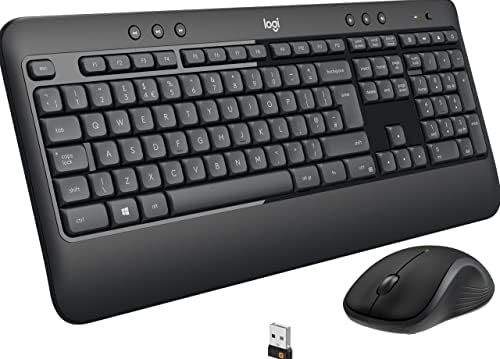 Logitech MK540 Advanced Wireless Keyboard and Mouse Combo for Windows, 2.4GHz Unifying USB Receiver, Multimedia Shortkeys, 3 Year Battery Life, PC, Laptop, US Intl QWERTY - Black