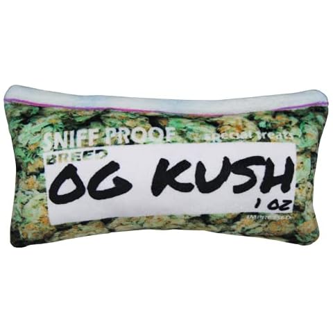 Impressed.co Bag-O-Weed OG Kush Ounce of Weed Parody Zip Bag - Heavy Duty Plush Dog Toy with Squeaker- Funny Print Pet Chew Toy - Stoner Gift for Small Medium and Large Dogs Cover