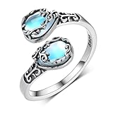 Bague en pierre de lune en argent sterling 925 Bagues en filigrane pour femmes Bijoux en pierre de lune pour femmes