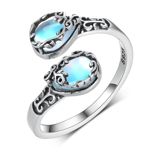 Bague en pierre de lune pour femmes en argent style bohème chic idéal au quotidien