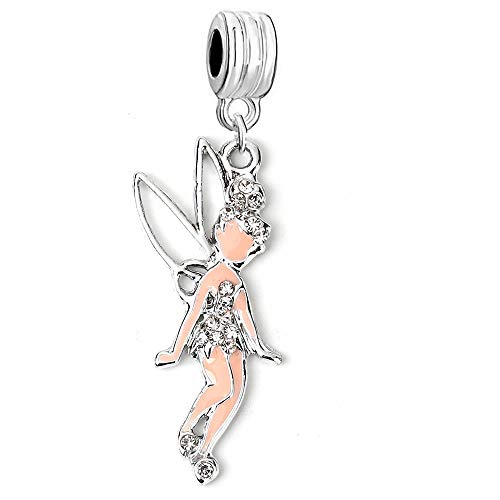 Sexy Sparkles Tinkerbell Fairy With Rhinestones Charm Bead For Snake Chain Charm Bracelet #TOP11
