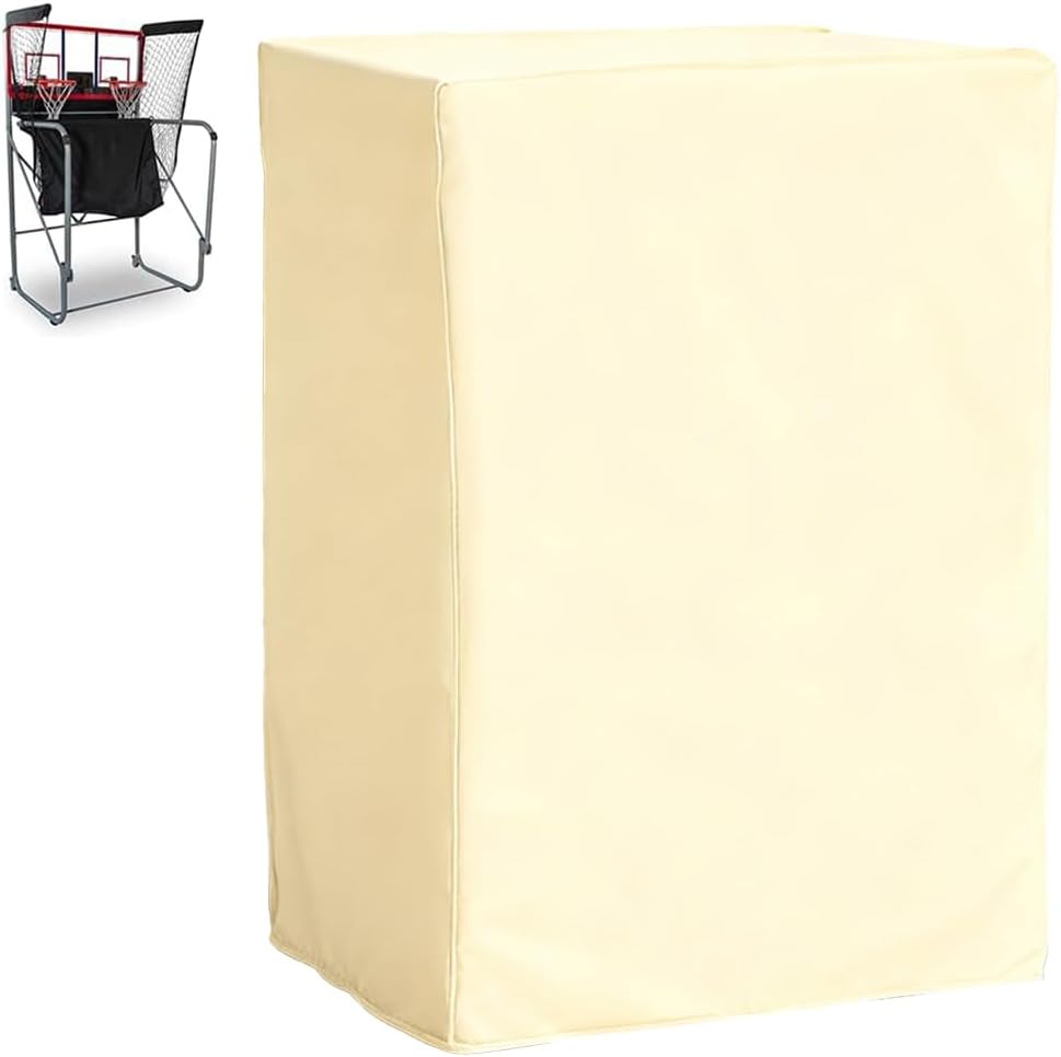 Arcade Basketball Game Cover Waterproof Home Dual Shot Electronic Basketball Arcade Hoop Game Covers for Indoor Outdoor 51x25x80.5in Beige