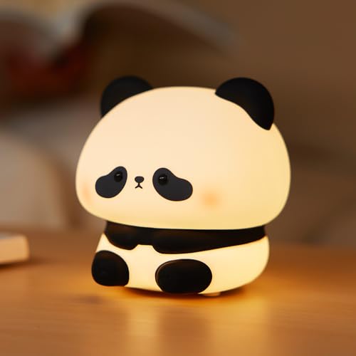 Image of VTIGER Panda Night Light, LED Squishy Cute Lamp, Night Light for Kids, Silicone Panda Light, Dimmable Girls Baby Bedroom Nightlight, Rechargeable Touch Lamp for Breastfeeding Nursery Decor (TT)