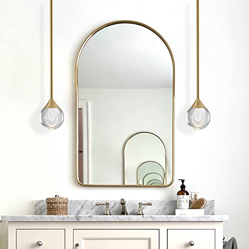 Sunmoo 1-Light Teardrop Crystal Pendant Light, Dimmable Mini Led Crystal Hanging Light Fixtures, Gold Brushed Brass Finish Modern Ceiling Pendant Lighting For Kitchen Island Dining Room Bedroom Bar #TOP4