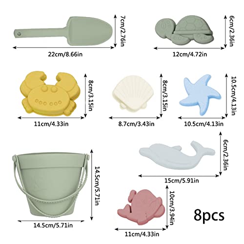 Jouets de sable durables en silicone, seau et pelle 8 pièces de qualité pour bac à sable - 4