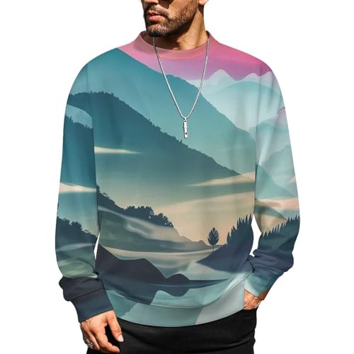 Mens Crewneck Sweater Fantasy Abstract Art Crew Neck Sweater for Men Casual Party Holiday Pullover