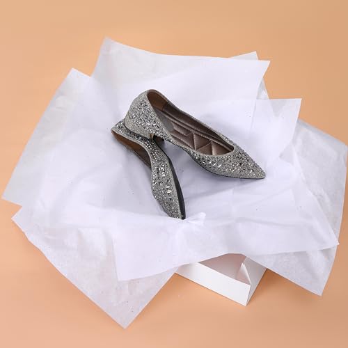 SUNCOLOR 120 Sheets 20"x14" White Tissue Paper for Gift Bags Packaging Glitter Art Tissue Paper for Crafts