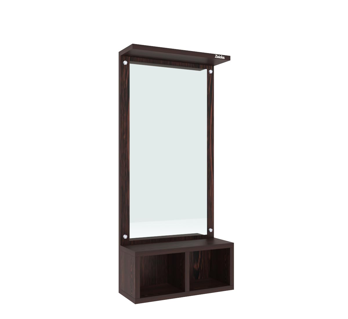 Zuicka Wall Mounted Wooden Mirror Cabinet with Storage Shelf | Dressing Mirror with Organizer | Bathroom & Bedroom Wall Shelf | 37 x 81 cm (Dark Wood Finish) 4
