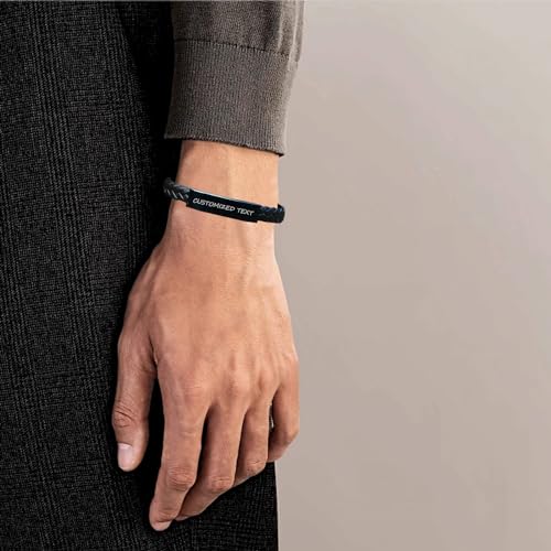 Pulsera de cuero trenzado personalizada para hombre y mujer miniatura 2