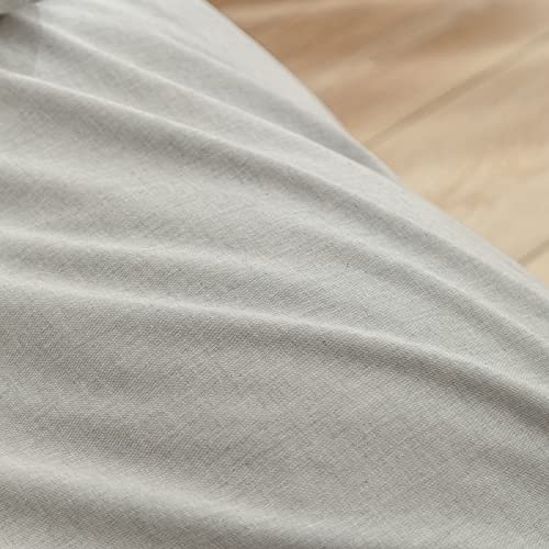Image of BESTOUCH Cotton Solid Duvet Cover Set Linen Feel Light Grey California King | 100% Washed Cotton, Soft Wrinkle Texture, Hidden Zipper, 8 Ties, Breathable Lightweight Durable Comfy, 3 Pcs No Insert