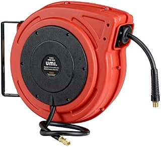 Amazon Brand - Umi Air Hose Reel Retractable - 9.5mm x 20m Premium Commercial Flex Hybrid Polymer Hose Max 20bar Heavy Duty Spring Driven Polypropylene Construction w/Lead in Hose