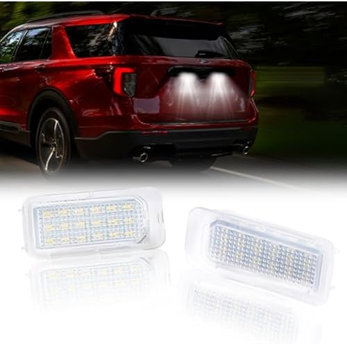 LED License Plate Lights For Ford Explorer Escape Fusion Fiesta Expedition Lincoln MKC Tag Lamp Assembly, 6000K White 2PCS