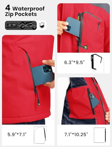 Image of TBMPOY Men's Winter Jackets Skiing Waterproof Snow Thick Fleece Lined Hooded Utility Cold Weather Warm Outdoor Ice Work