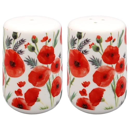 The Leonardo Collection Finola Stack Poppy Salt and Pepper Shakers for Home & Restaurants, Poppy Salt & Pepper - Image 2