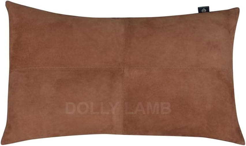 D DOLLY LAMB Lambskin Sued Leather Pillow Cover - Sofa Cushion Case - Decorative Throw Rectangular Covers for Living Room & Bedroom, 14x22 Inches - Black Pack of 2