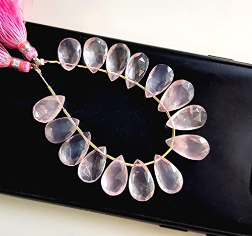 Rose Quartz Gemstone Faceted Pear Beads | Gemstone Teardrop Beads Size - 7X10 To 9X15 Mm Gems For Making Jewelry 10 Pcs. Strand [Nsku-10] #TOP1